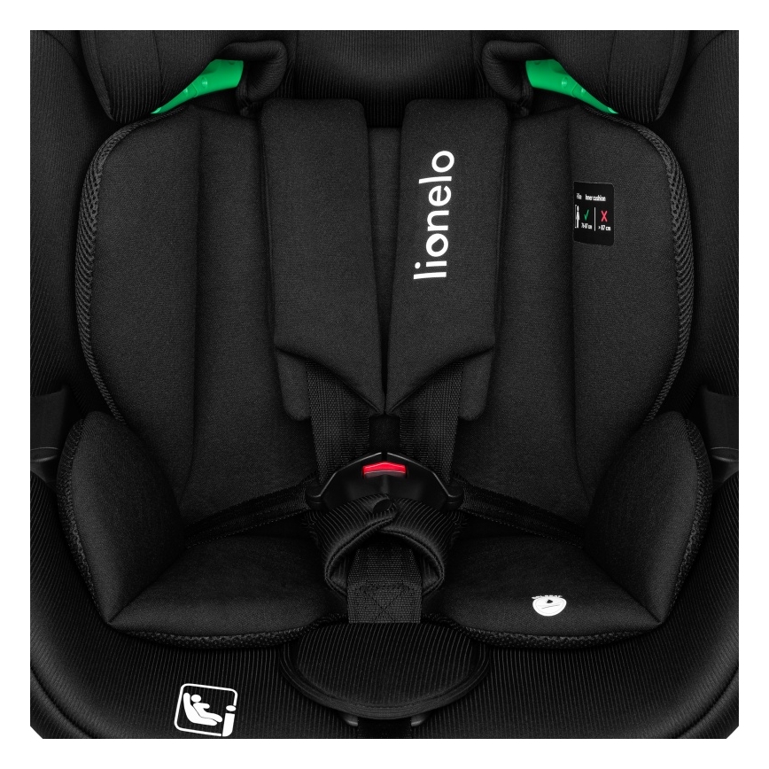 Lionelo - Obrotowy fotelik samochodowy z bazą LAVENDER i-Size 76-150 cm Czarny Karbon