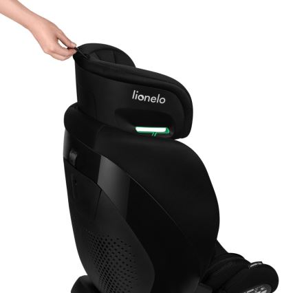 Lionelo - Obrotowy fotelik samochodowy z bazą LAVENDER i-Size 76-150 cm Czarny Karbon