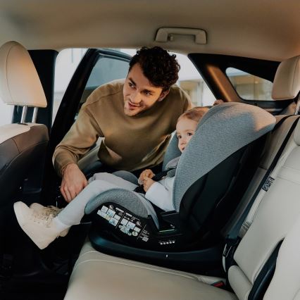 Lionelo - Obrotowy fotelik samochodowy z bazą LAVENDER i-Size 76-150 cm Grey Stone