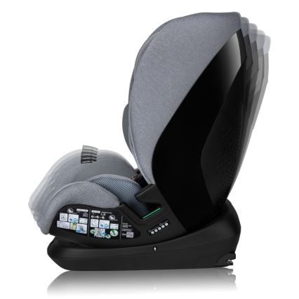 Lionelo - Obrotowy fotelik samochodowy z bazą LAVENDER i-Size 76-150 cm Grey Stone