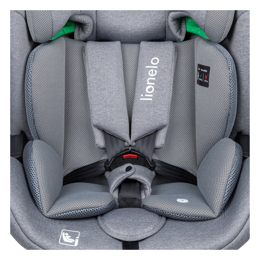 Lionelo - Obrotowy fotelik samochodowy z bazą LAVENDER i-Size 76-150 cm Szary Kamień