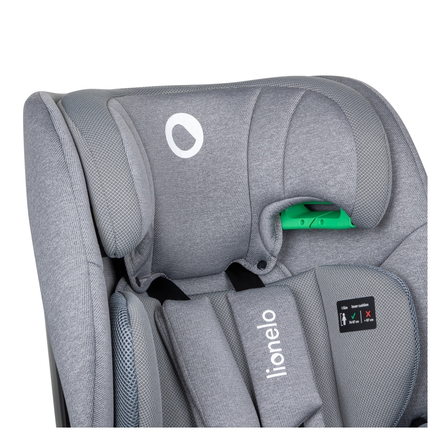 Lionelo - Obrotowy fotelik samochodowy z bazą LAVENDER i-Size 76-150 cm Szary Kamień