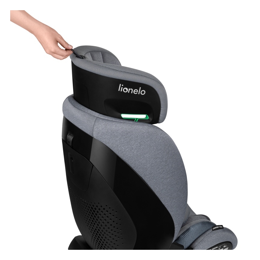 Lionelo - Obrotowy fotelik samochodowy z bazą LAVENDER i-Size 76-150 cm Szary Kamień