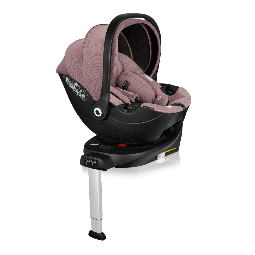 Lionelo - Obrotowy fotelik samochodowy z bazą MOXIE SET i-Size 40-87 cm Różowy Mauve