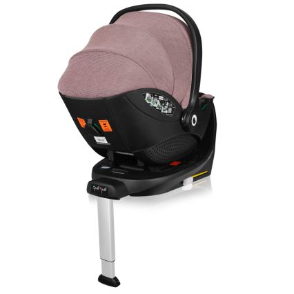 Lionelo - Obrotowy fotelik samochodowy z bazą MOXIE SET i-Size 40-87 cm Różowy Mauve