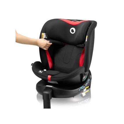 Lionelo - Obrotowy fotelik samochodowy z bazą NAVY i-Size 40-150 cm czarny/czerwony