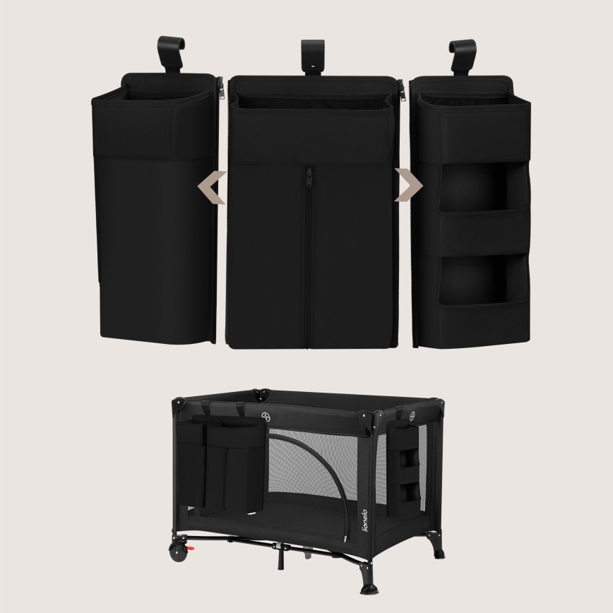 Lionelo - Organizer do łóżeczka 3 w 1 SIDEPOCKET czarny