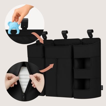 Lionelo - Organizer do łóżeczka 3 w 1 SIDEPOCKET czarny