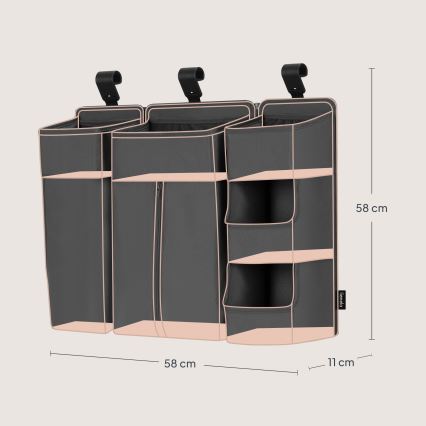 Lionelo - Organizer do łóżeczka 3 w 1 SIDEPOCKET Szary