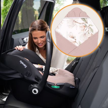 Lionelo - Otulacz do fotelika samochodowego TRAVEL SWADDLE 90x90 cm Beżowa Magnolia