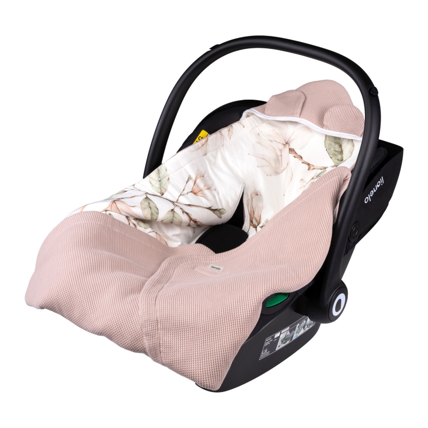 Lionelo - Otulacz do fotelika samochodowego TRAVEL SWADDLE 90x90 cm Beżowa Magnolia