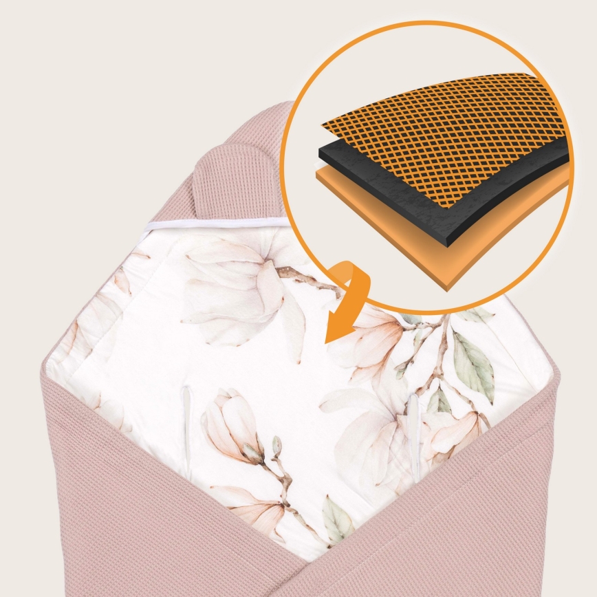 Lionelo - Otulacz do fotelika samochodowego TRAVEL SWADDLE 90x90 cm Beżowa Magnolia