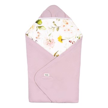 Lionelo - Rożek do fotelika samochodowego TRAVEL SWADDLE 90x90 cm Pink Flower
