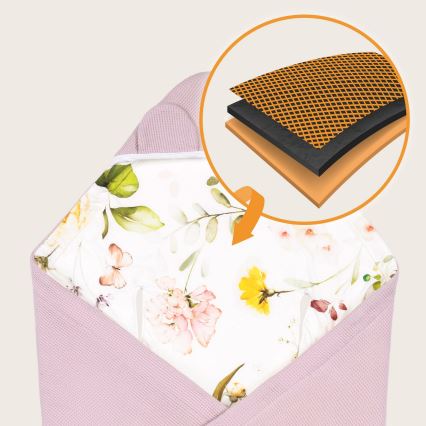 Lionelo - Rożek do fotelika samochodowego TRAVEL SWADDLE 90x90 cm Pink Flower