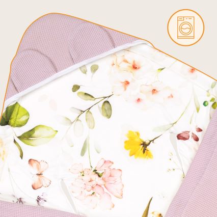 Lionelo - Rożek do fotelika samochodowego TRAVEL SWADDLE 90x90 cm Pink Flower