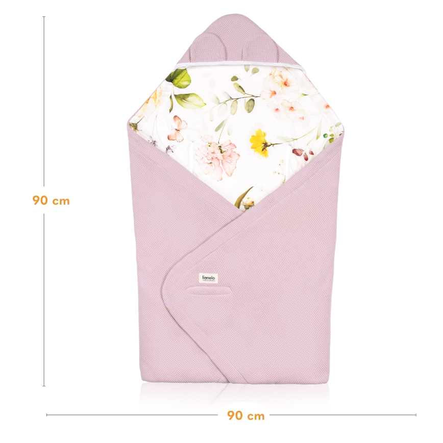 Lionelo - Rożek do fotelika samochodowego TRAVEL SWADDLE 90x90 cm Pink Flower