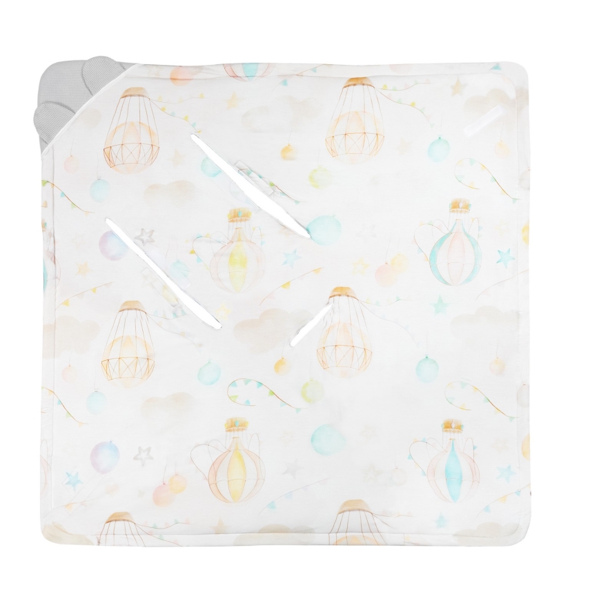 Lionelo - Rożek do fotelika samochodowego TRAVEL SWADDLE 90x90 cm Szary Balon