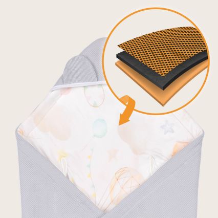 Lionelo - Rożek do fotelika samochodowego TRAVEL SWADDLE 90x90 cm Szary Balon