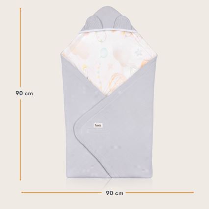 Lionelo - Rożek do fotelika samochodowego TRAVEL SWADDLE 90x90 cm Szary Balon