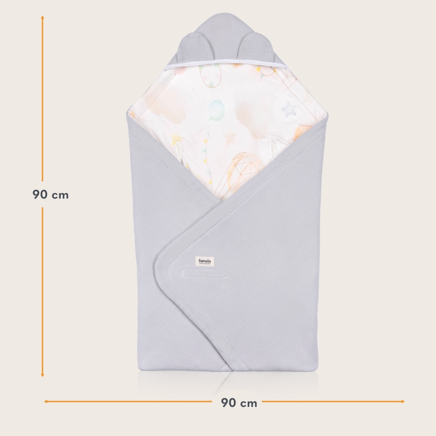 Lionelo - Rożek do fotelika samochodowego TRAVEL SWADDLE 90x90 cm Szary Balon