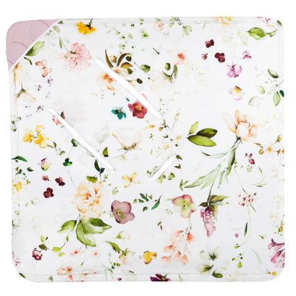 Lionelo - Rożek do fotelika TRAVEL SWADDLE 90x90 cm Pink Flower