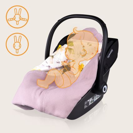 Lionelo - Rożek do fotelika TRAVEL SWADDLE 90x90 cm Pink Flower