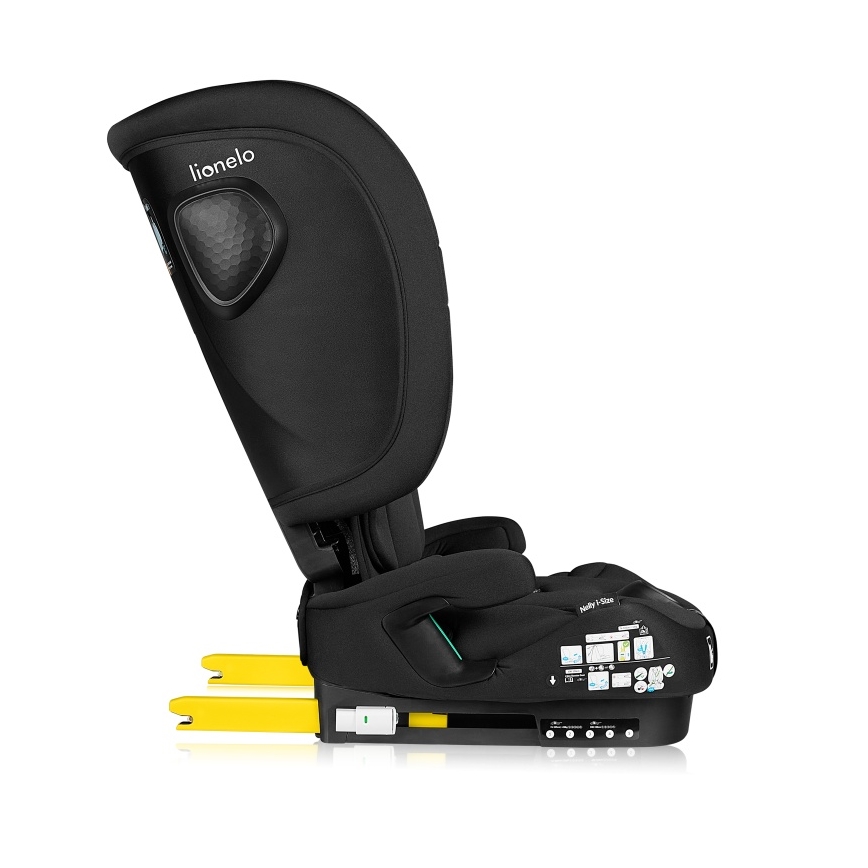 Lionelo - Składany fotelik samochodowy NELLY i-Size 76-150 cm Czarny karbon