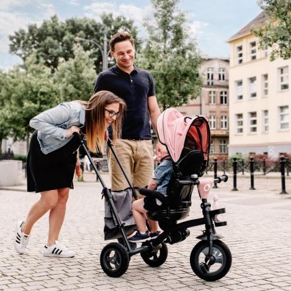 Lionelo - Trójkołowy rowerek dziecięcy TRIS różowy/szary