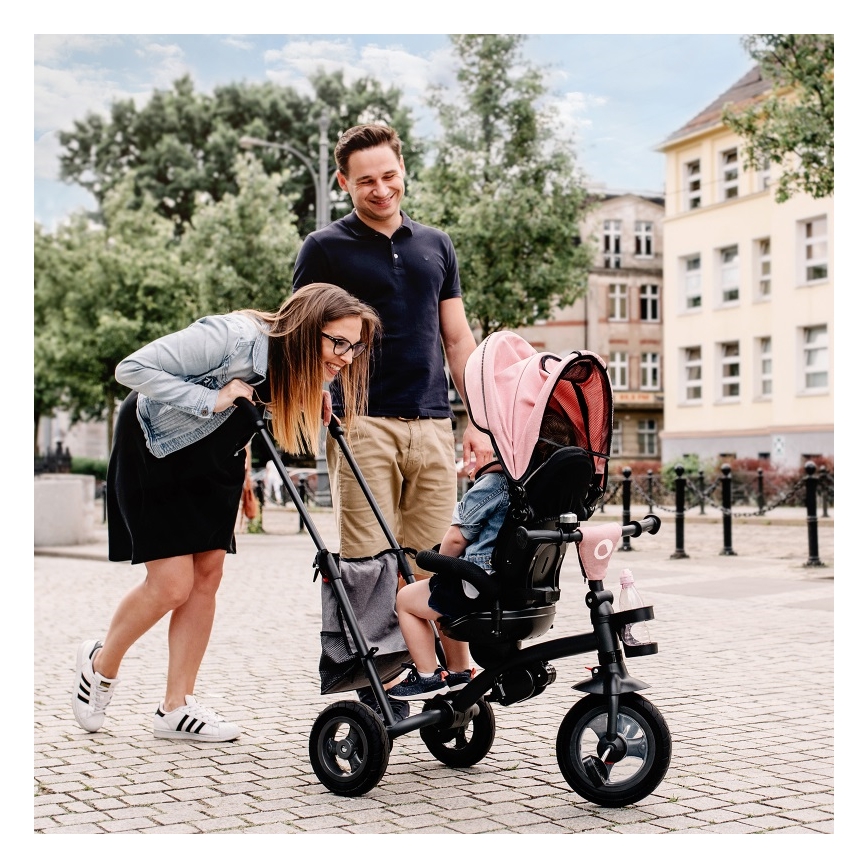 Lionelo - Trójkołowy rowerek dziecięcy TRIS różowy/szary