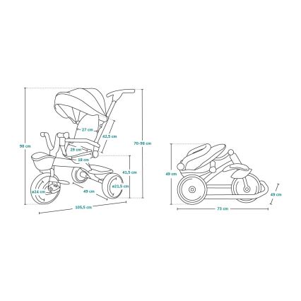 Lionelo - Trójkołowy rowerek dziecięcy TRIS różowy/szary