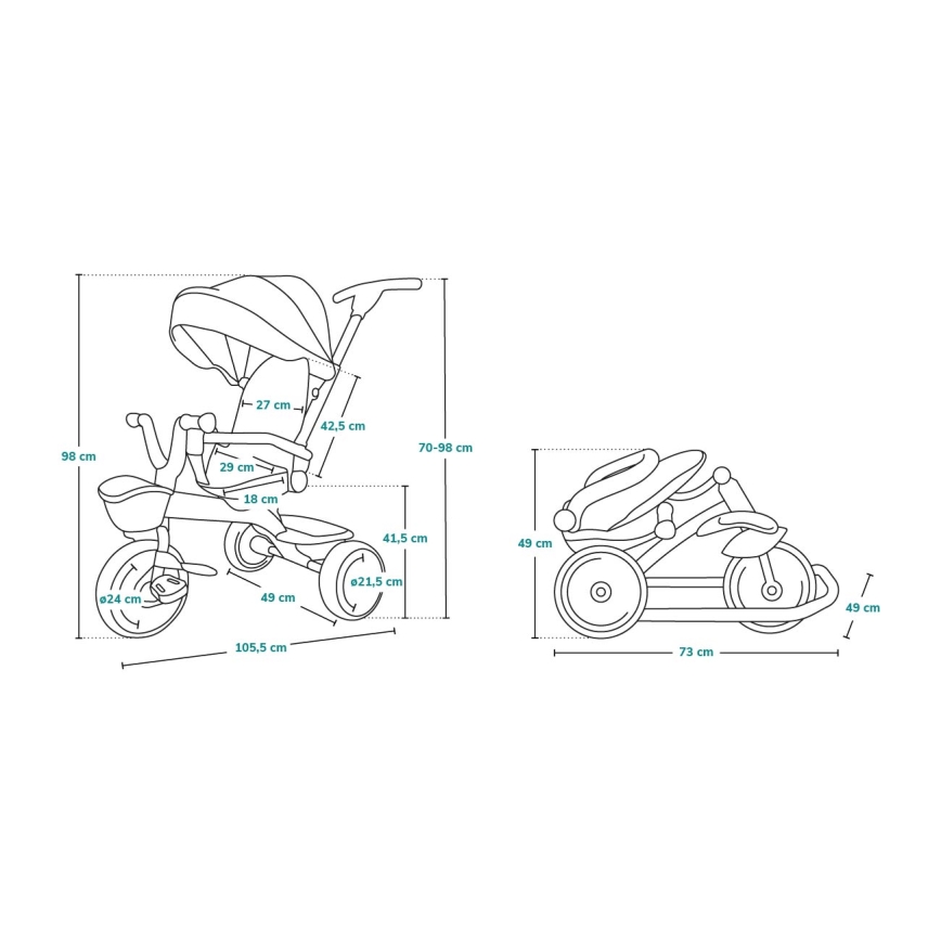 Lionelo - Trójkołowy rowerek dziecięcy TRIS różowy/szary