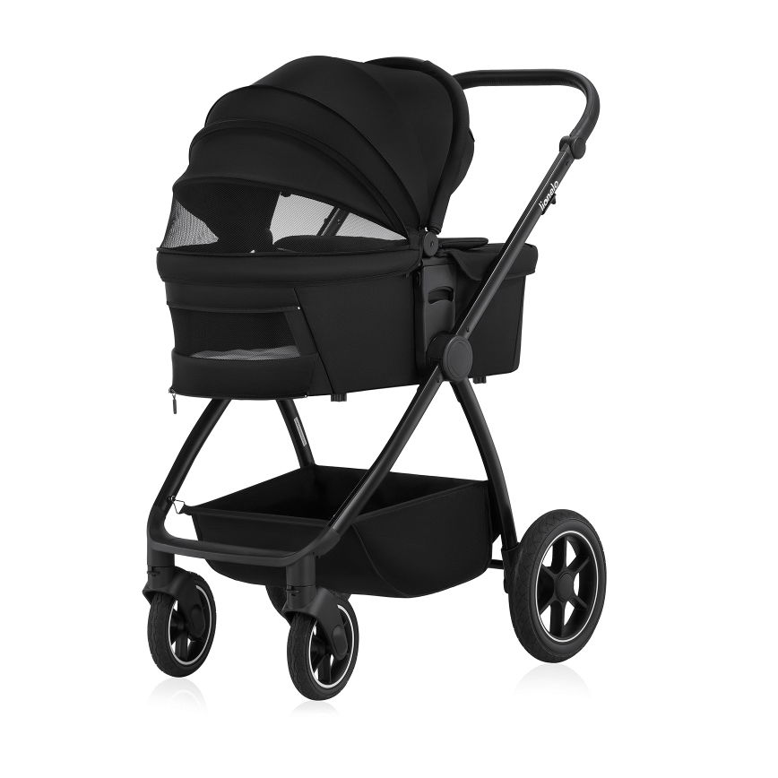 Lionelo - Wózek głęboko-spacerowy 2 w 1 MERIL Black Onyx