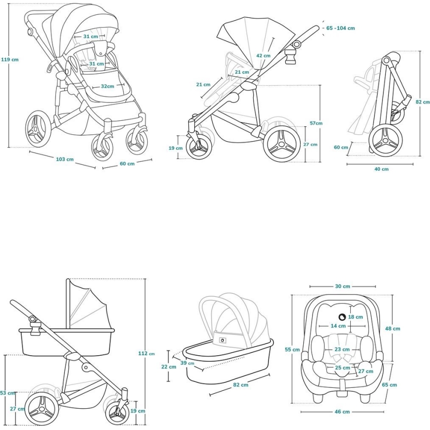 Lionelo - Wózek kombinowany 3 w 1 MARI TOUR Black Onyx