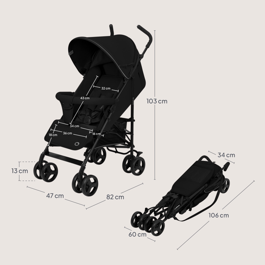 Lionelo - Wózek parasolka ELIA Black Onyx