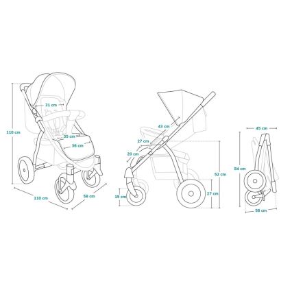 Lionelo - Wózek spacerowy ANNET PLUS Concrete