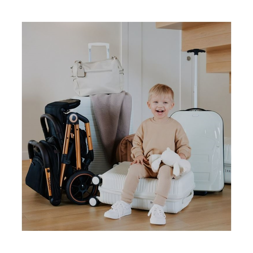 Lionelo - Wózek spacerowy CLOE czarny/niebieski/złoty