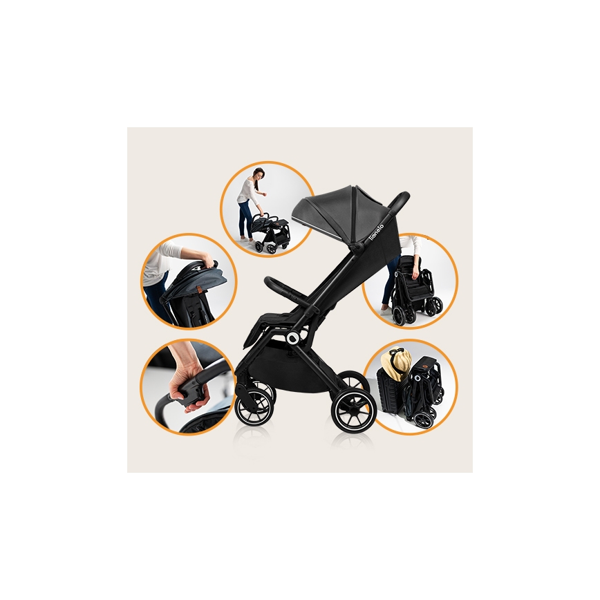 Lionelo - Wózek spacerowy CLOE czarny/szary