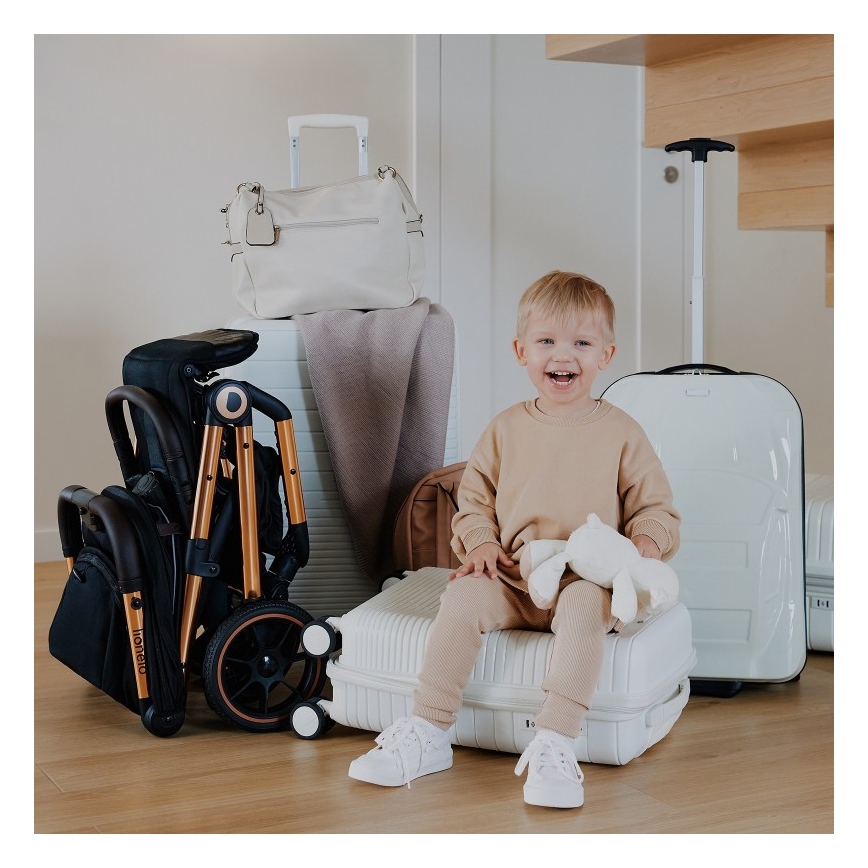 Lionelo - Wózek spacerowy CLOE czarny/złoty