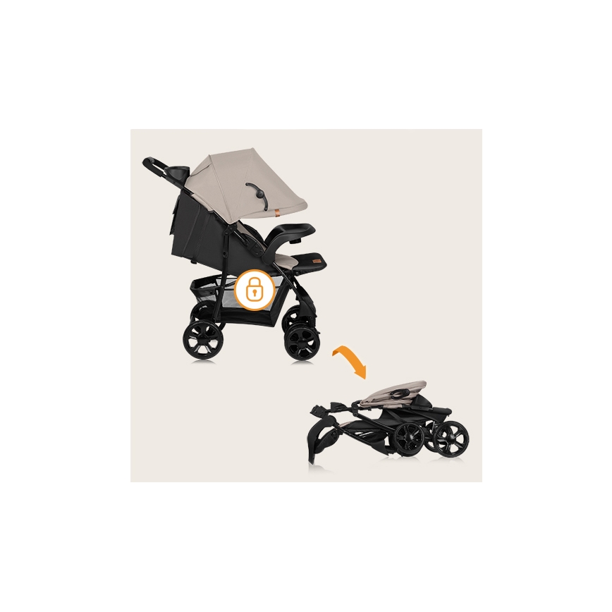 Lionelo - Wózek spacerowy EMMA PLUS beżowy/czarny