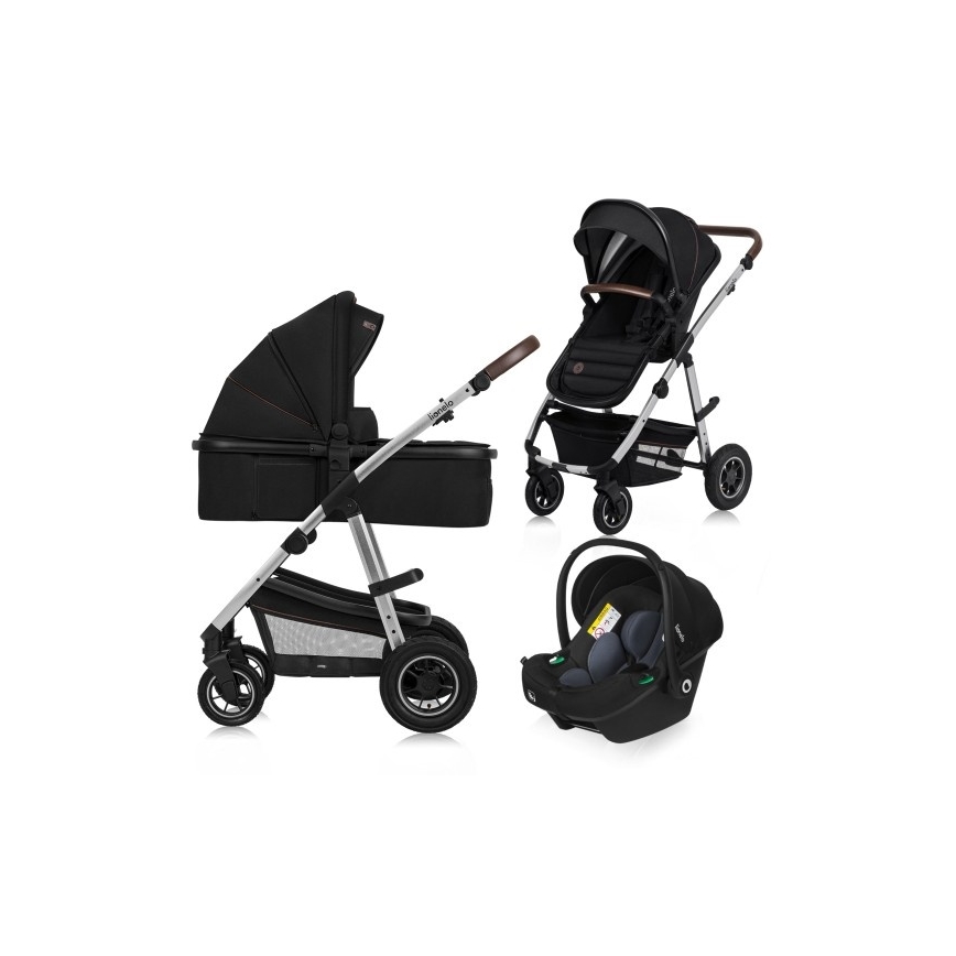 Lionelo - Wózek wielofunkcyjny 3 w 1 AMBER Black Silver