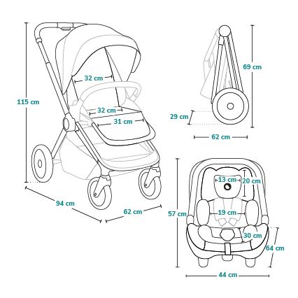 Lionelo - Wózek wielofunkcyjny 3 w 1 LAYLA Black Onyx