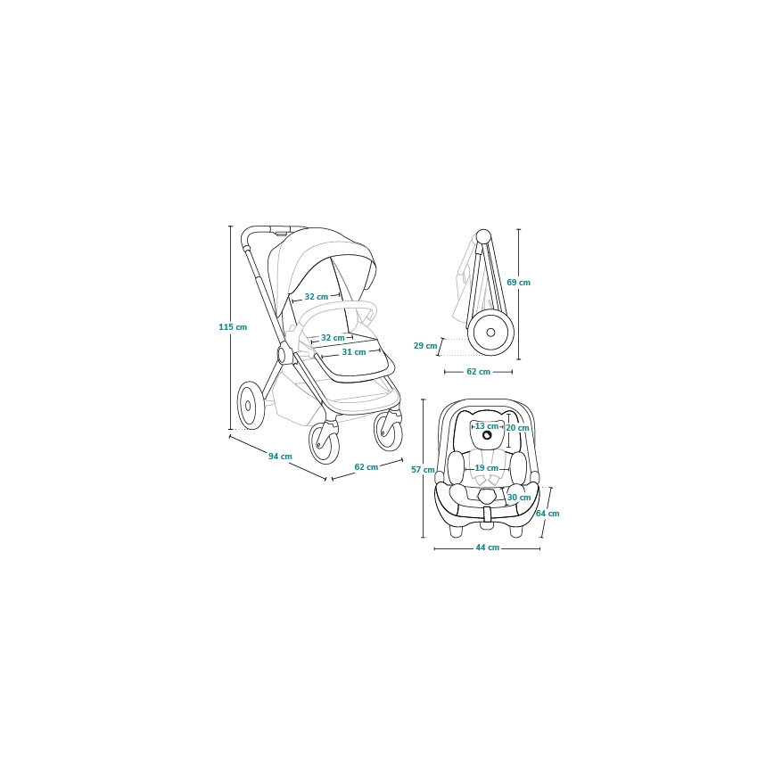 Lionelo - Wózek wielofunkcyjny 3 w 1 LAYLA Black Onyx