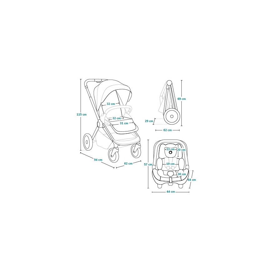 Lionelo - Wózek wielofunkcyjny 3 w 1 LAYLA Green Forest