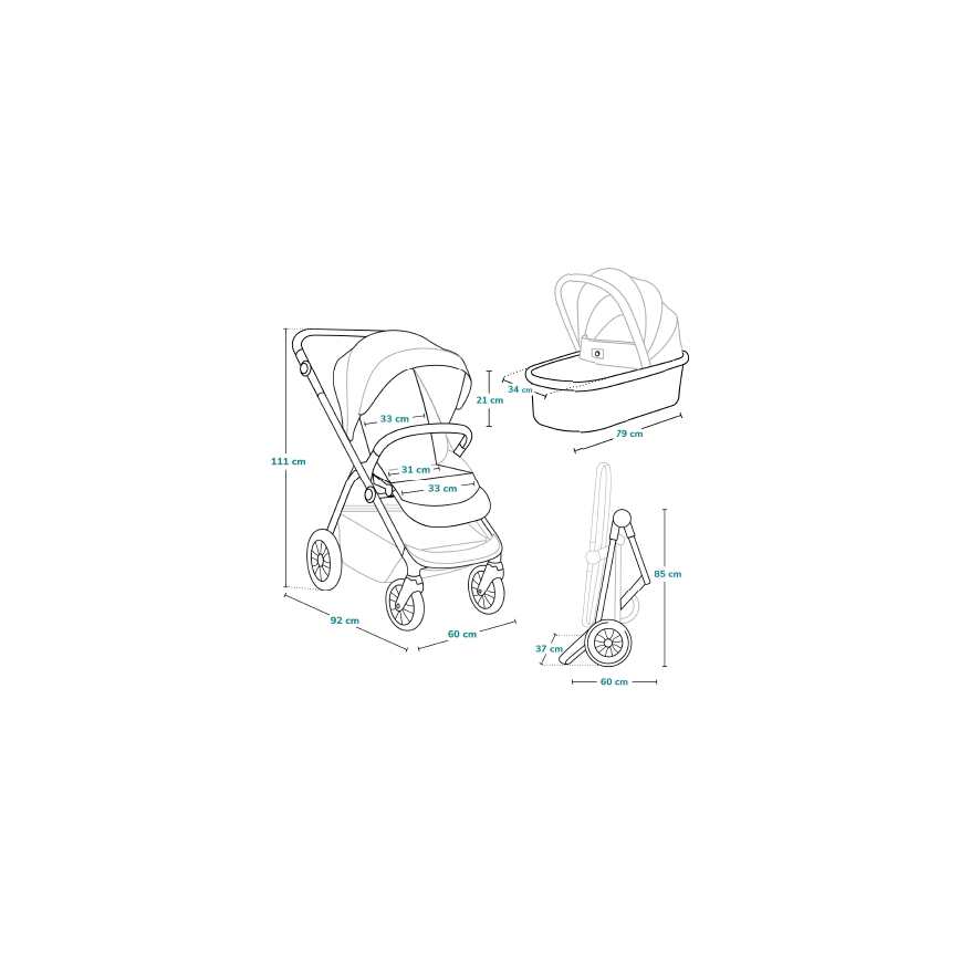 Lionelo - Wózek wielofunkcyjny 3w1 BIANKA Beige Sand