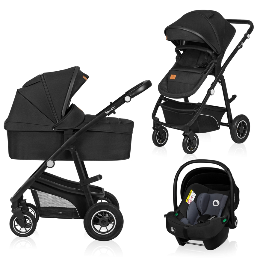 Lionelo - Wózek wielofunkcyjny 3w1 BIANKA Black Onyx