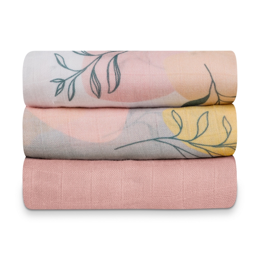 Lionelo - ZESTAW 3x bambusowych pieluszek BAMBOO SET 70x70 cm Leaf