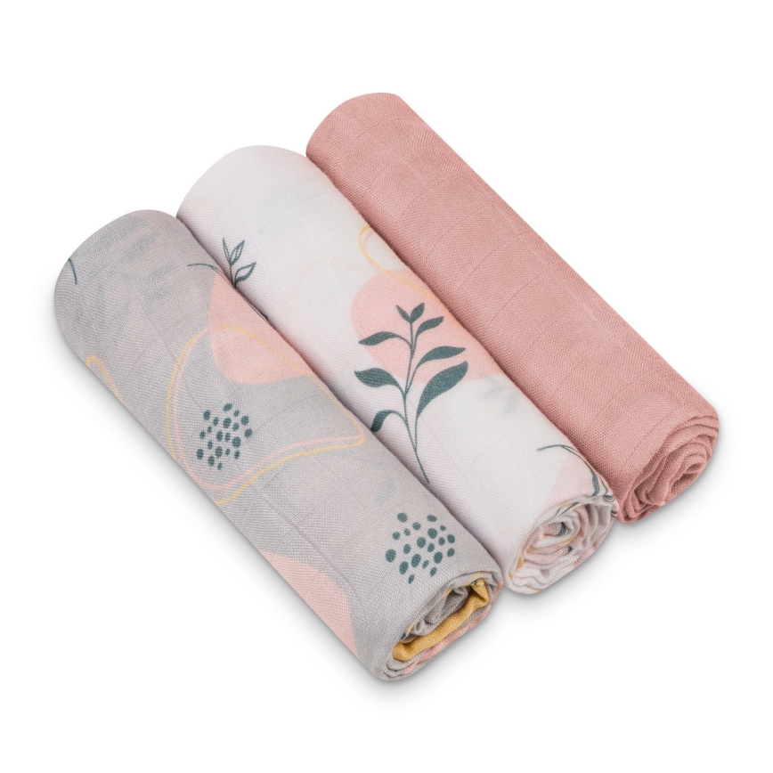 Lionelo - ZESTAW 3x bambusowych pieluszek BAMBOO SET 70x70 cm Leaf