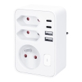 Listwa zasilająca 1x16A+2x 2,5A z ładowarką 2x USB A+C, biała