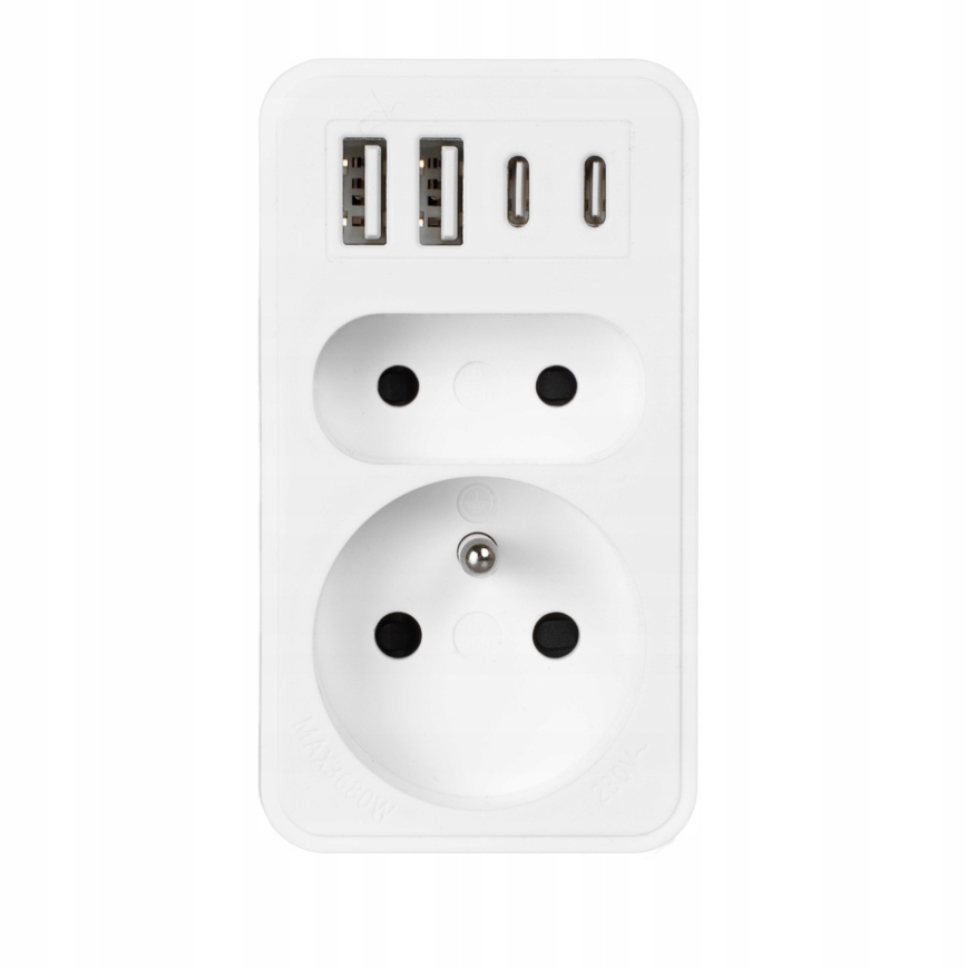 Listwa zasilająca 2 gniazda + 2x USB-C + 2x USB-A