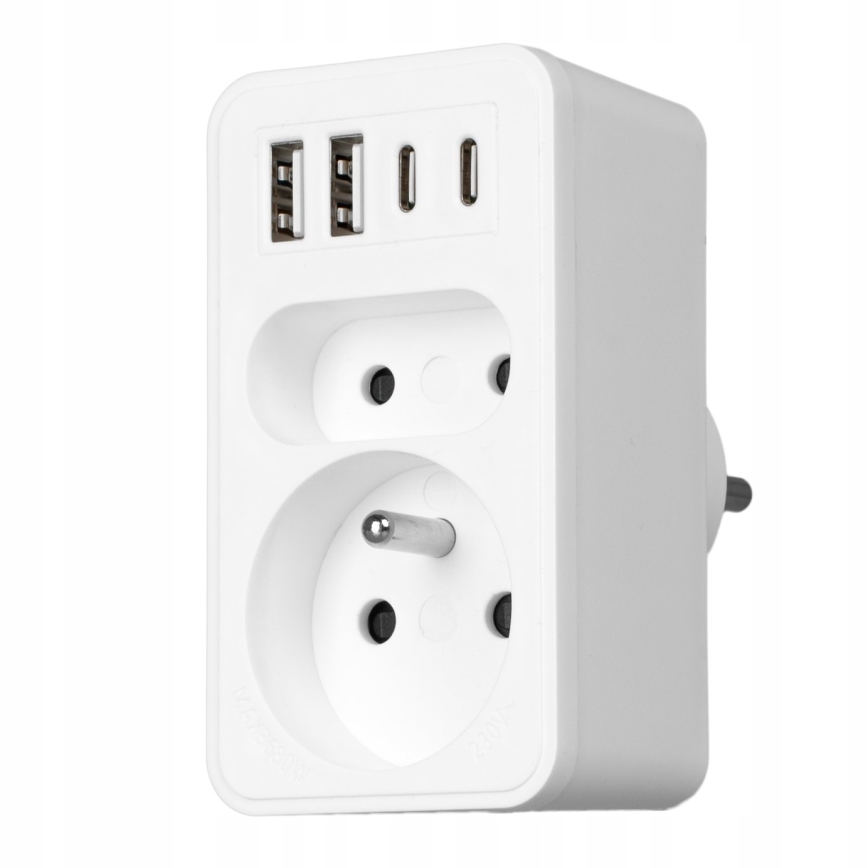 Listwa zasilająca 2 gniazda + 2x USB-C + 2x USB-A